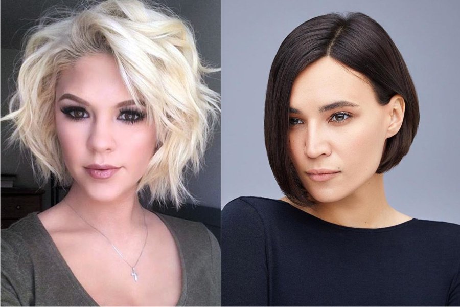 Corte Bob asimétrico en rostro alargado 