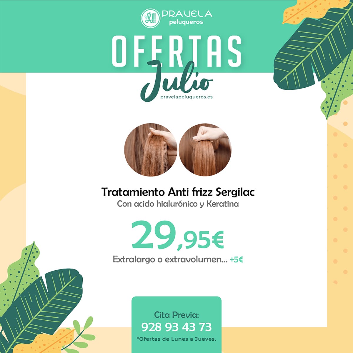 Oferta Tratamiento para el pelo anti frizz con ácido hialuronico y keratina